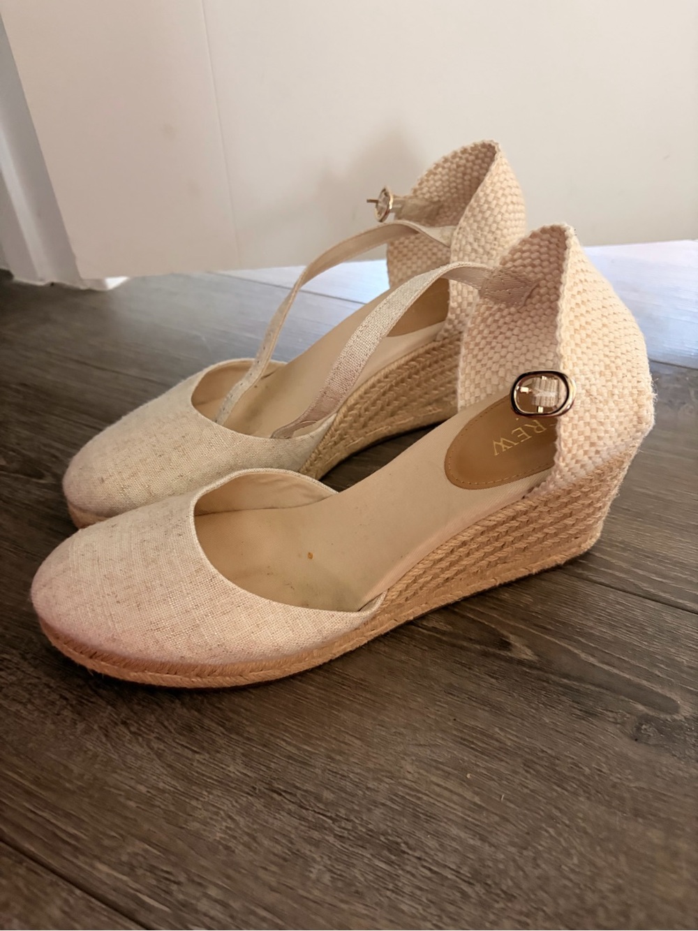 J. Crew Cream Espadrille Wedge Sandals with Ankle Strap